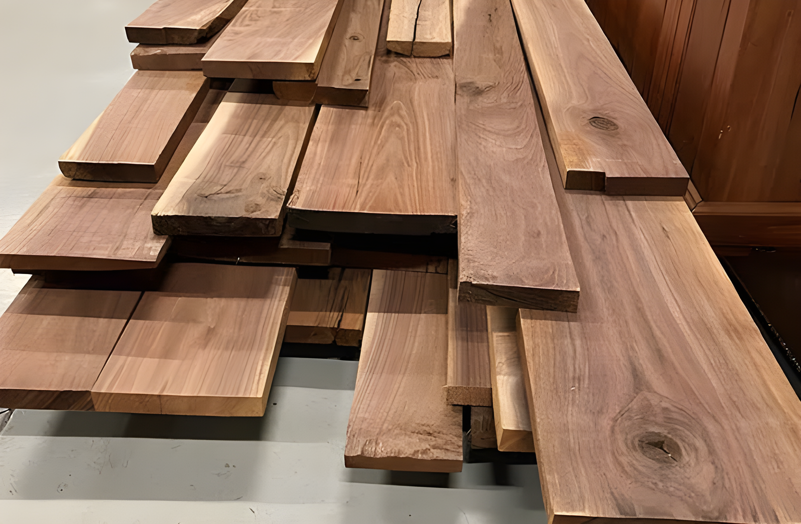 Superficie pulida de nogal americano para muebles y cocinas